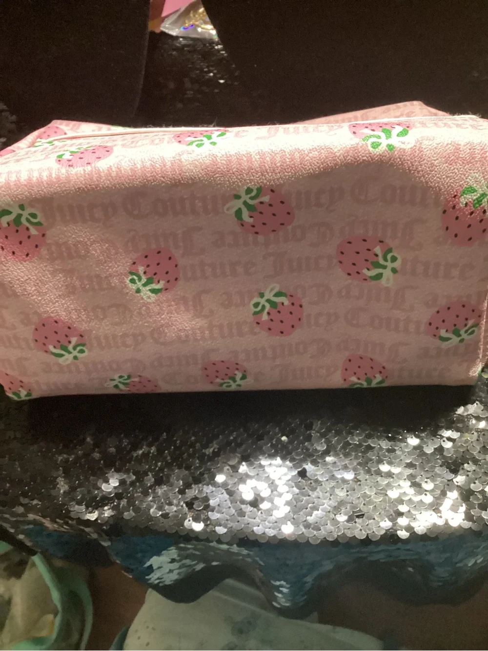 Juicy Couture Pink Strawberry Print Cosmetic Bag